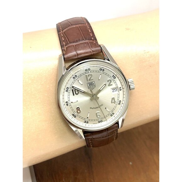 Tag Heuer Men's Watch WV2112 Carrera Re-Edition Swiss Automatic Silver Dial 35mm - Picture 11 of 14